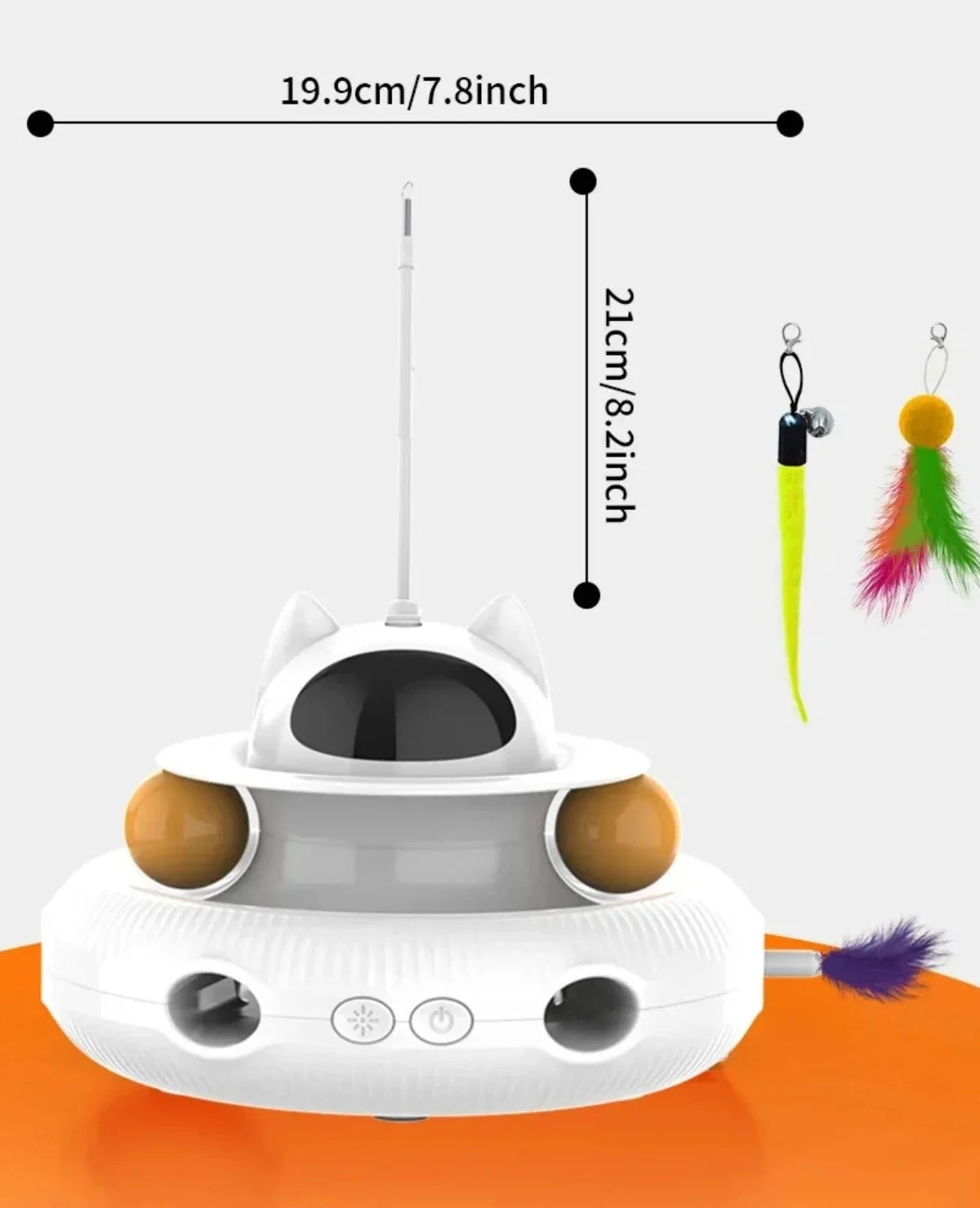 Jouet interactif intelligent 4-en-1 pour chat avec laser, plumes et balles de piste
