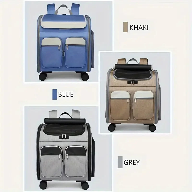 4-in-1 Wheeled Pet Carrier Backpack with Stroller & Car Seat