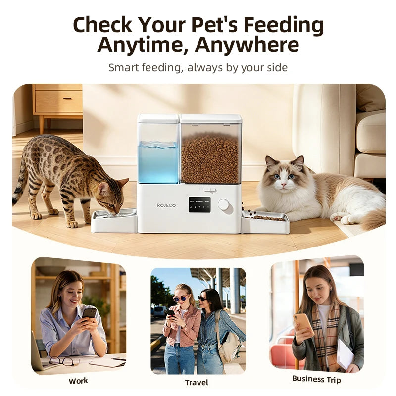 2-in-1 Automatic Pet Feeder & Gravity Water Fountain with Camera
