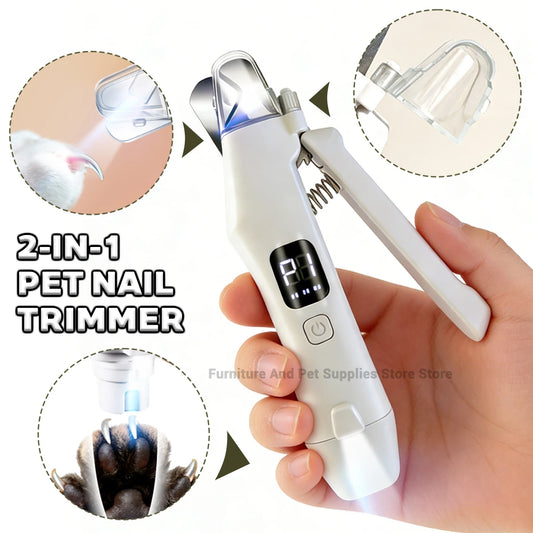 2-in-1 Electric Pet Nail Clipper & Grinder with LED