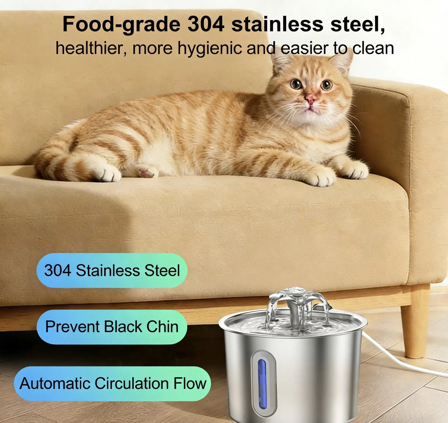 Stainless Steel Automatic Pet Water Fountain