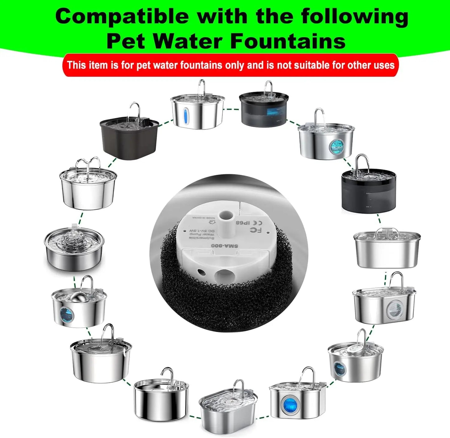 Cat Water Fountain Pump Replacement - SMA-800 Submersible Motor