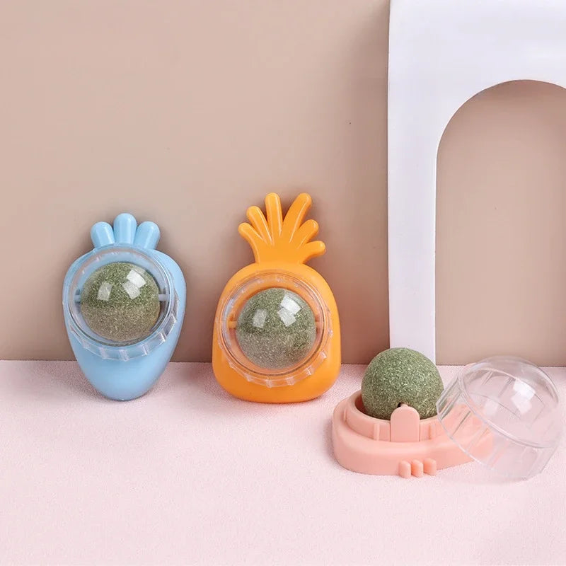 Catnip Wall Ball - Natural Edible Cat Mint Toy for Hairball Relief