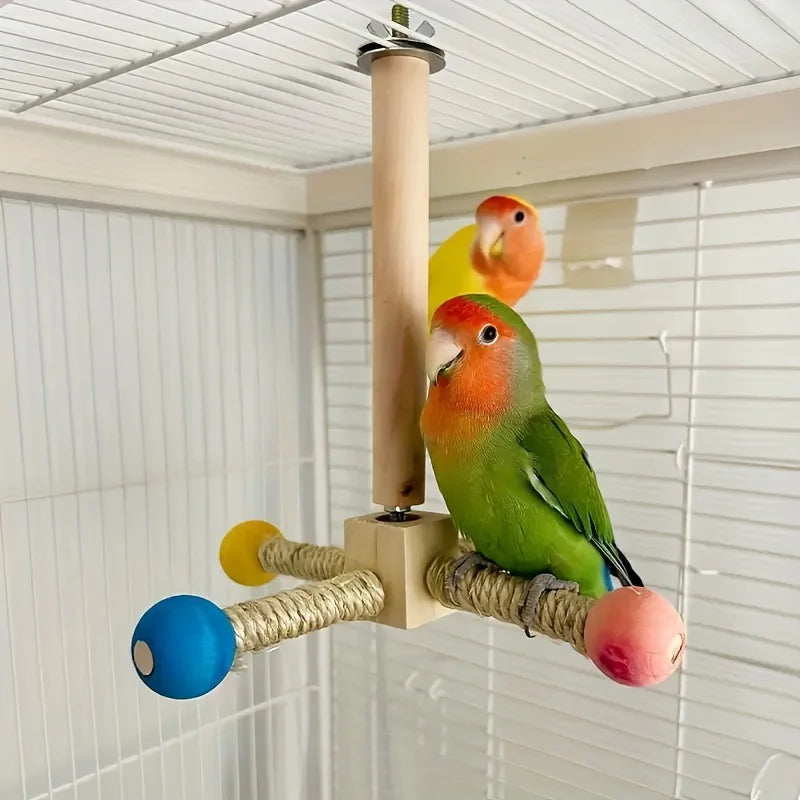 Jouet perchoir moulin à vent rotatif pour perruches et oiseaux