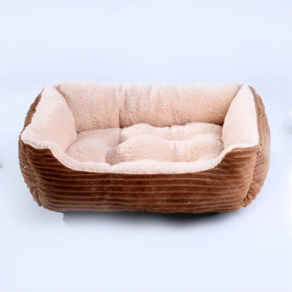 Square Plush Calming Dog & Cat Bed – Waterproof Oxford Sofa Cushion for Small & Medium Pets