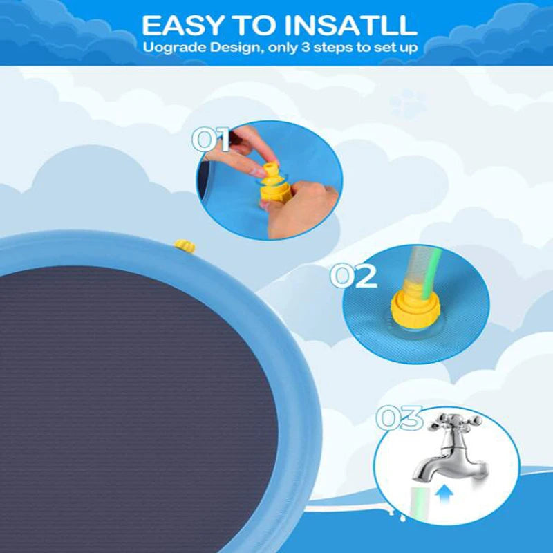 outdoor Summer Pet Swimming Pool Inflatable Water Sprinkler Pad Play Cooling Mat Outdoor Interactive Fountain Toy for Dogs