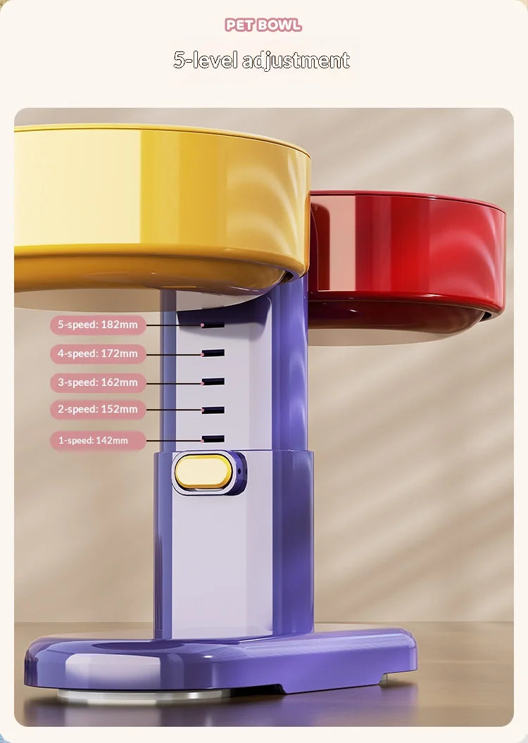 Height-Adjustable Anti-Tip Pet Bowl – For Cats & Dogs