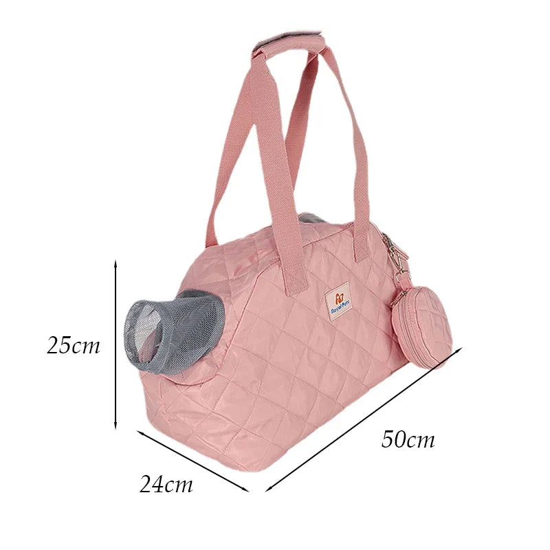 Quilted Portable Breathable Cat Puppy Travel Tote Handbag with Detachable Shoulder Strap Small  Kitten Pet Outdoor Carry Bags