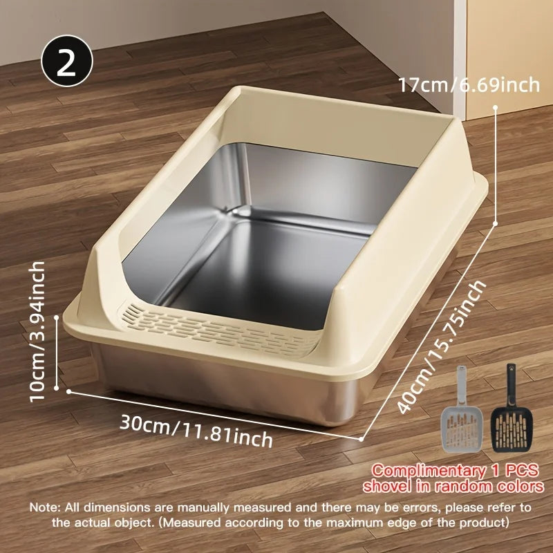 Stainless Steel Semi-Enclosed Cat Litter Box