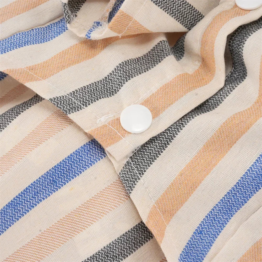 Striped Pet Shirt with D-Ring for Cats & Small Dogs
