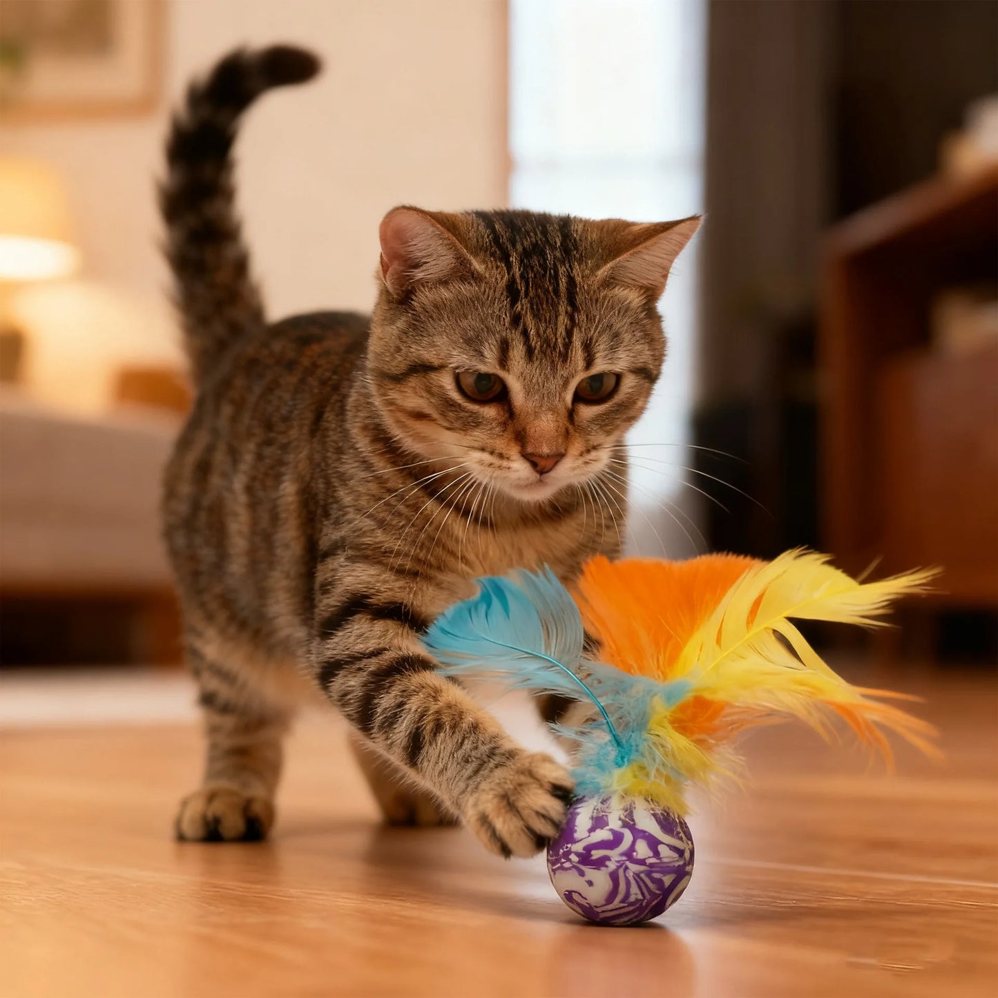 Interactive Feather Ball Cat Toy Set