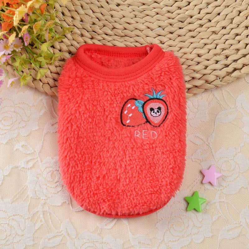 Cartoon Print Plush Vest for Small Animals & Kittens