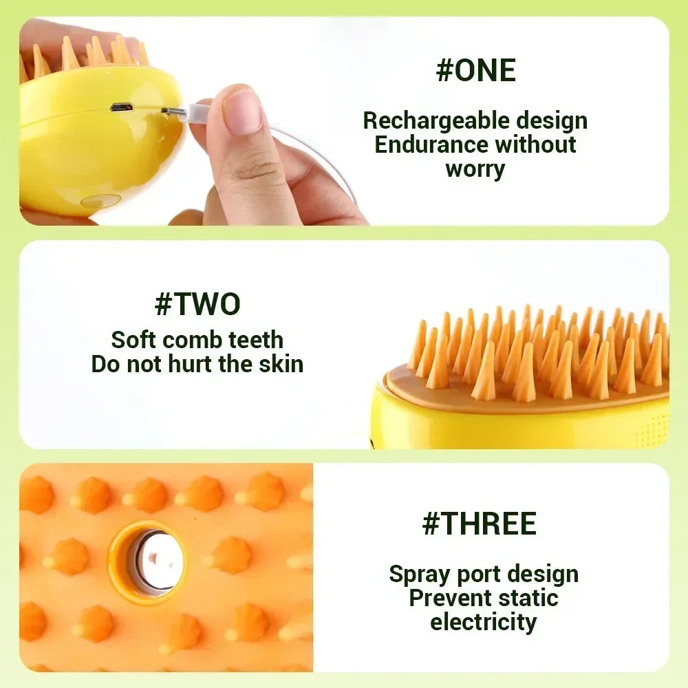 Steamy Brush - Pulvérisateur électrique pour le toilettage des animaux de compagnie