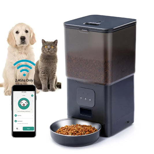 Smart WiFi Pet Feeder with Voice Control - 6L Large Capacity Automatic Dispenser