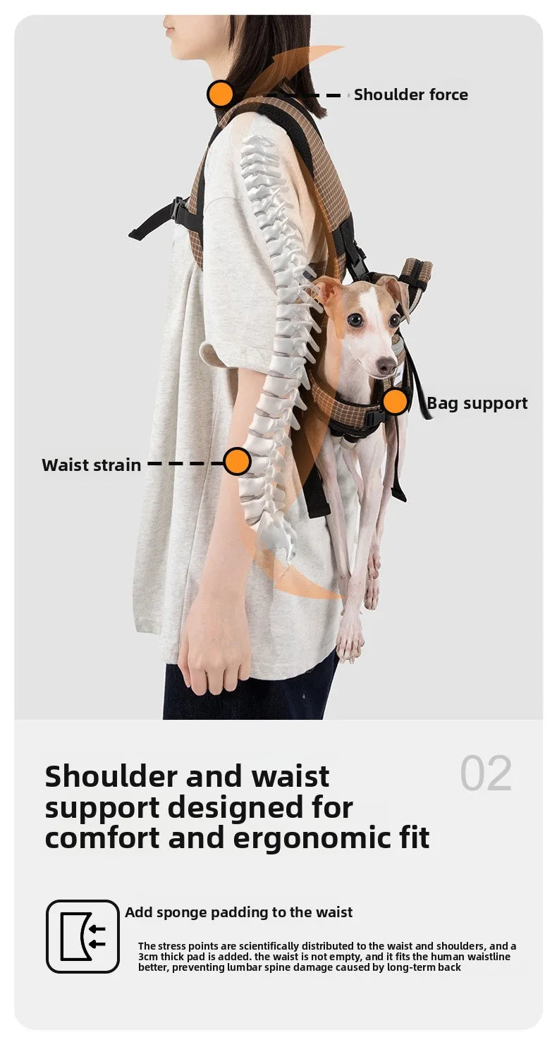 Horizontal Dog Backpack with Ice Silk Cooling & Spine Protector for Small Dogs & Cats