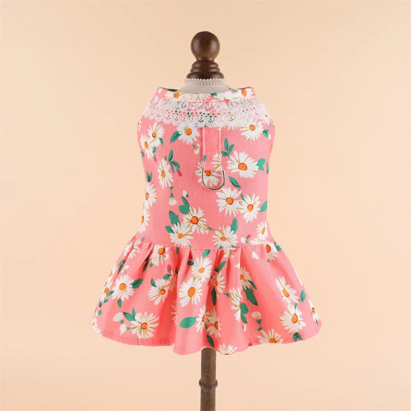 Princess Cooling Dress for Small Dogs & Cats with Leash Ring