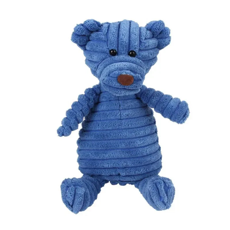 Jouet couineur en peluche pour chien - Forme d'animal en velours côtelé résistant aux morsures