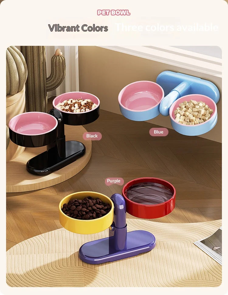 Height-Adjustable Anti-Tip Pet Bowl – For Cats & Dogs