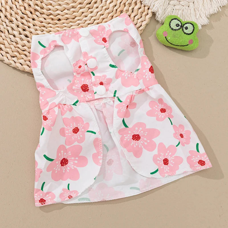 Fruit & Floral Print Bow Dress for Cats & Small Dogs