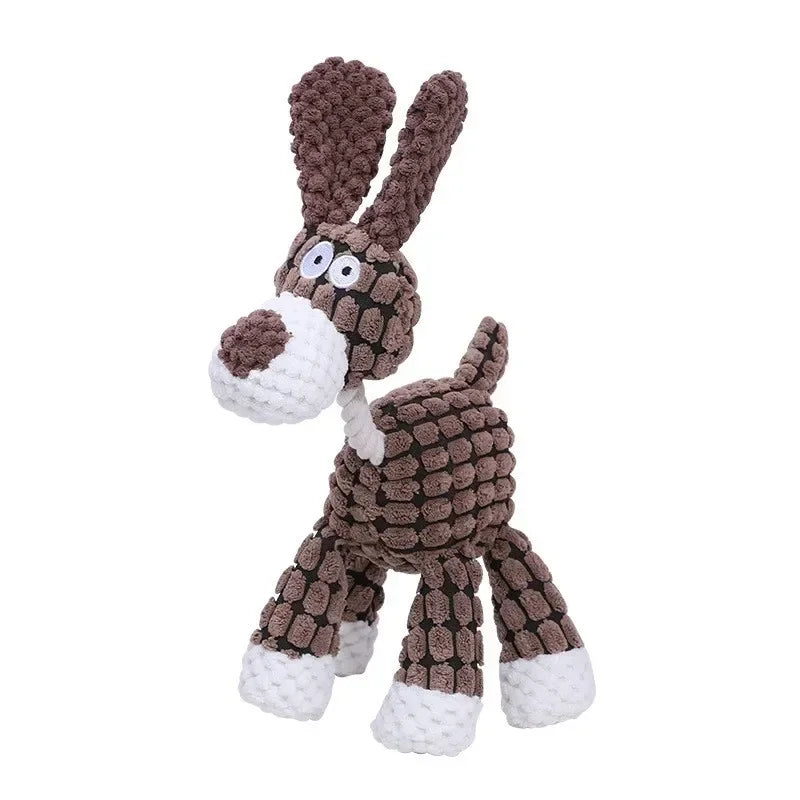 Jouet couineur en peluche pour chien - Forme d'animal en velours côtelé résistant aux morsures