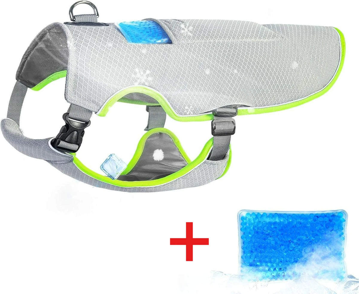 Breathable Mesh Dog Cooling Jacket with Ice Pack & Sun Protection — All Sizes