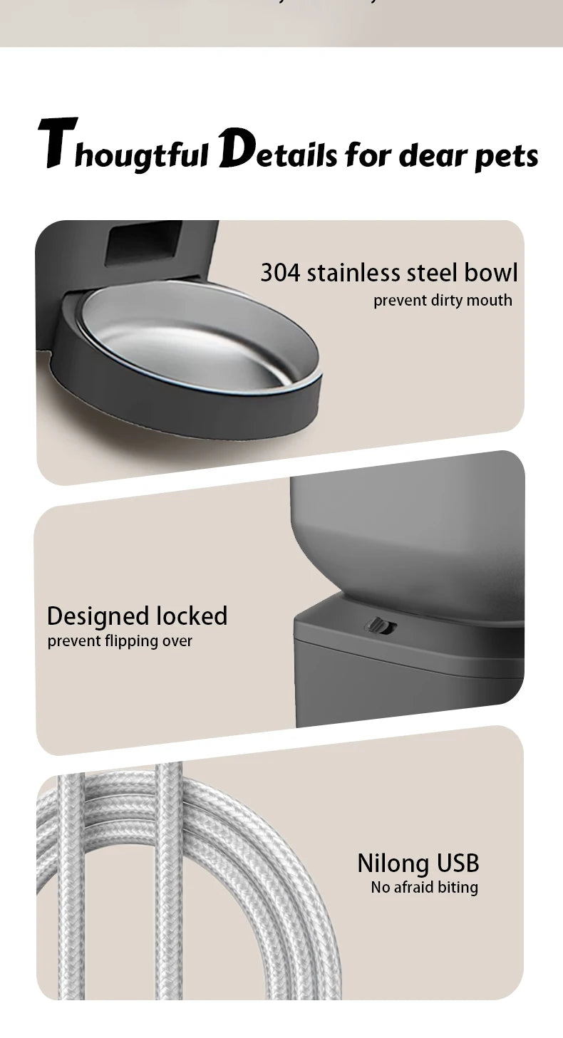8L Smart Pet Feeder with 1080P Camera, Night Vision & Stainless Steel Bowl — 5G Wi-Fi & Tuya App