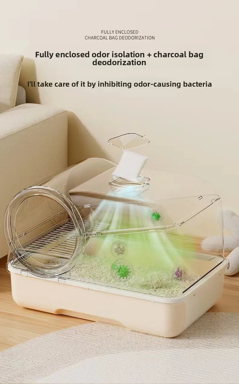 Extra Large Enclosed Self-Cleaning Cat Litter Box — Anti-Splash Foldable Drawer & Odour Control