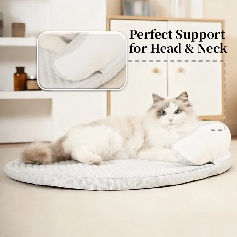 Oval Ice Silk Cooling Bed for Dogs & Cats