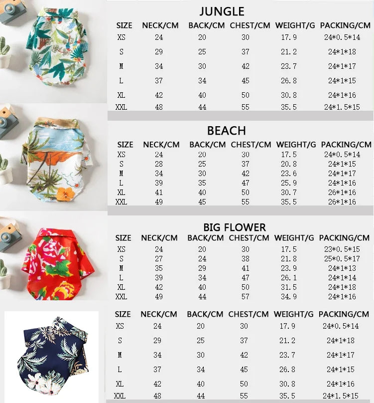 Summer Hawaiian Beach Shirt for Dogs & Cats — Lightweight Breathable Pet Apparel