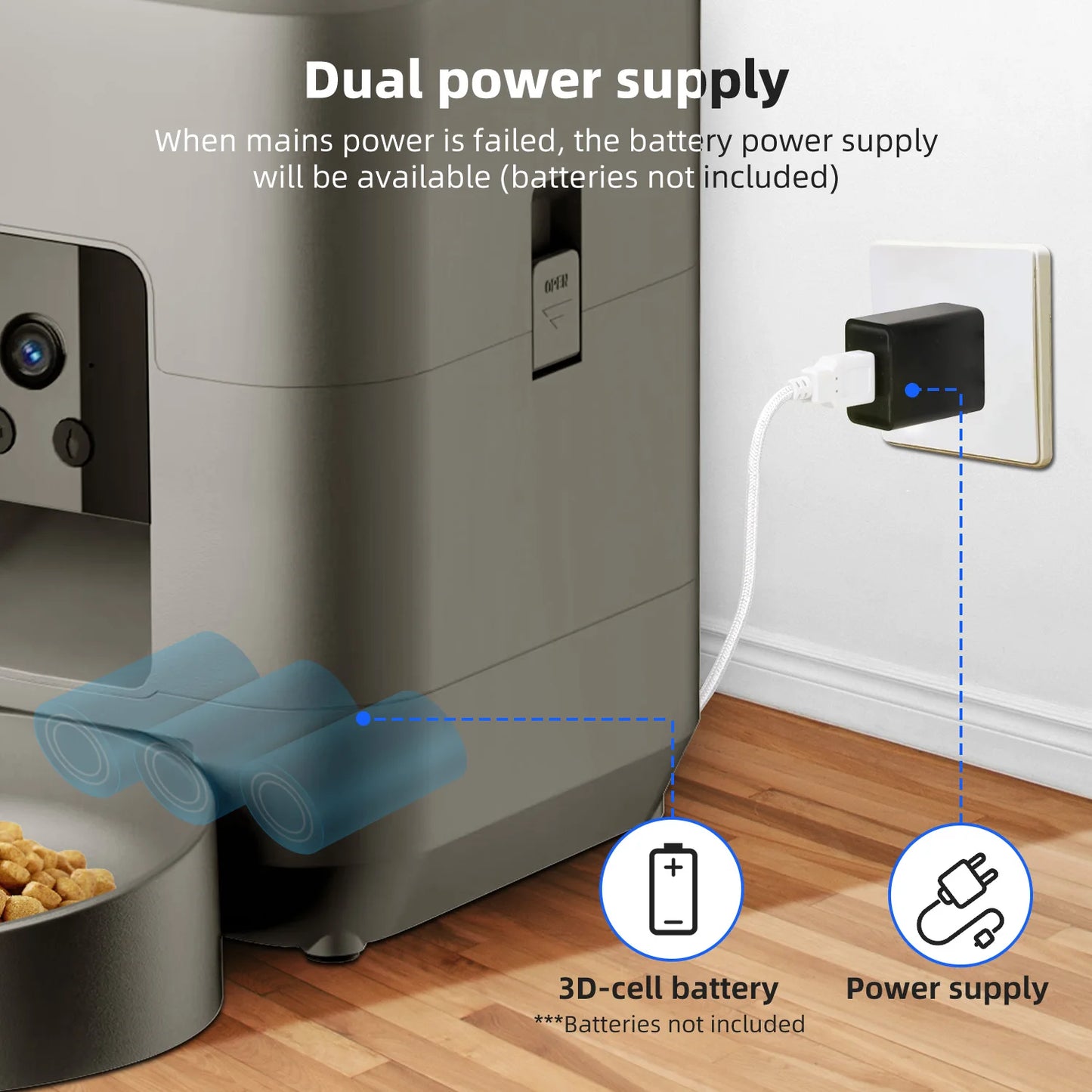Fontaine à eau intelligente sans fil pour animaux de compagnie – Distributeur automatique par gravité de 3 L avec minuterie