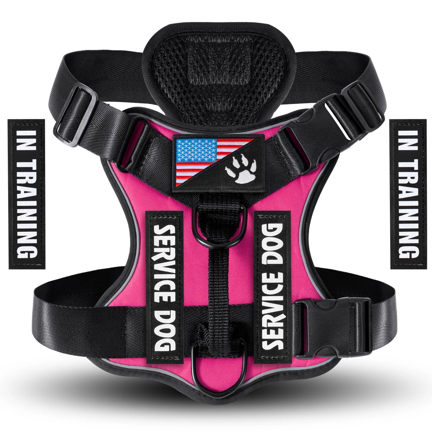 Reflective Service Dog Vest Harness with 5 Patches | Adjustable Soft Oxford Mesh Harness