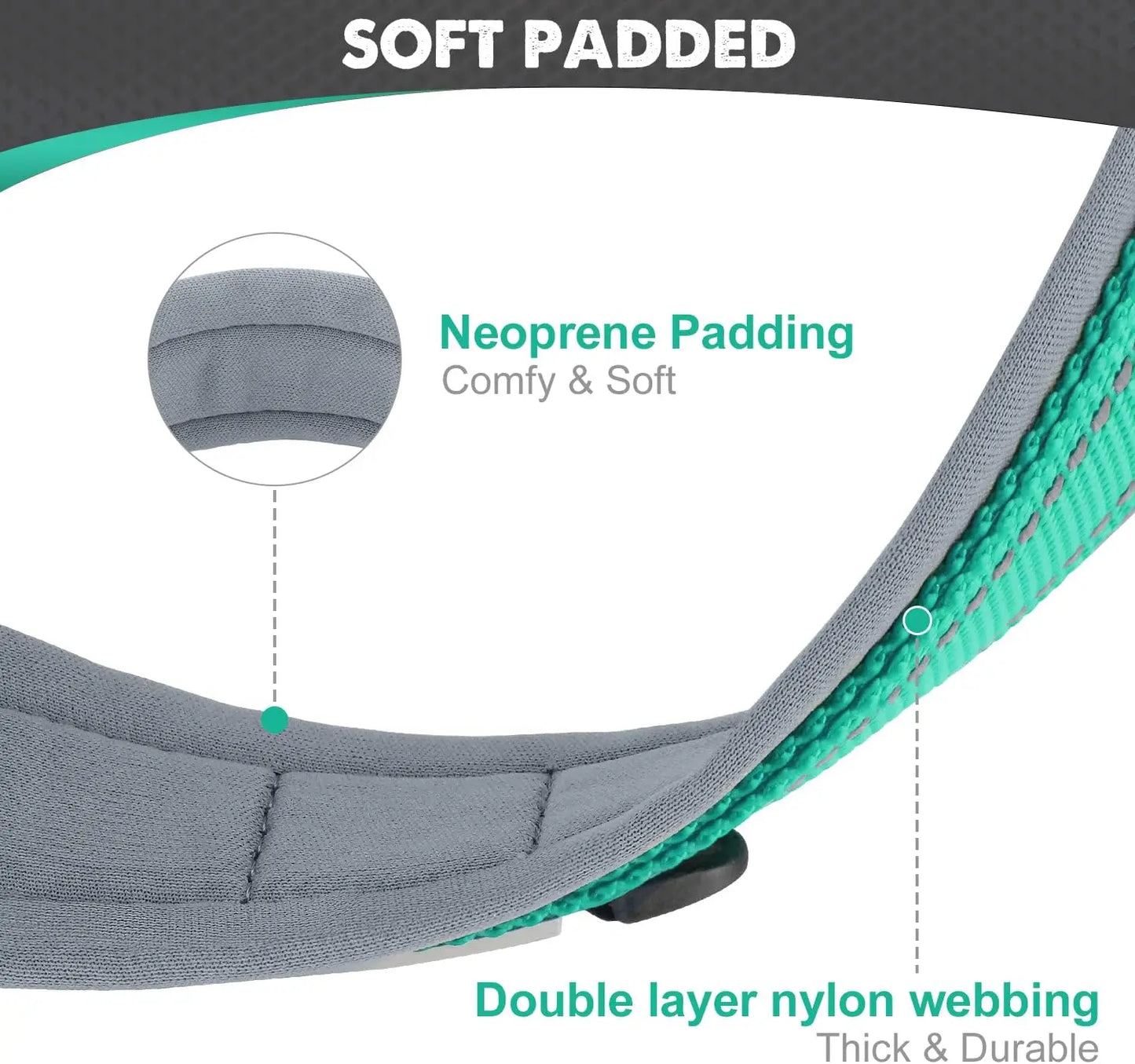 Padded Reflective Nylon Dog Collar – Adjustable for Small, Medium & Large Dogs