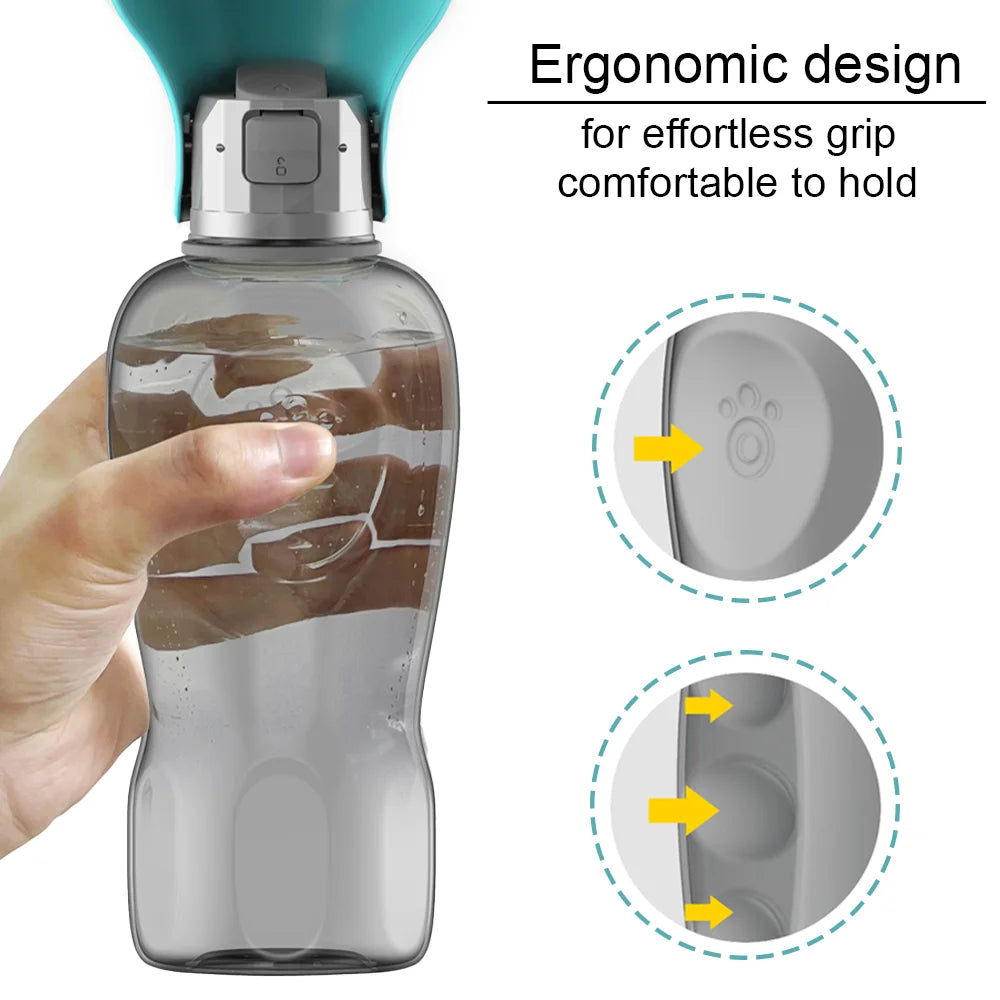 800ml Leakproof Portable Dog Water Bottle with Drinking Bowl
