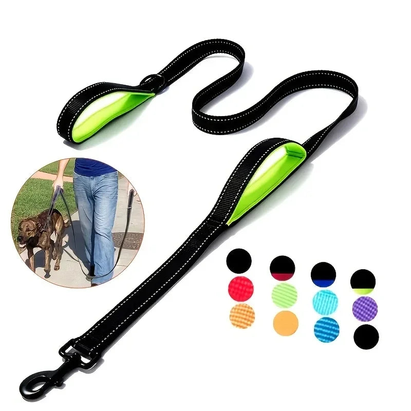 Laisse de dressage double poignée ultra-résistante pour chien 1,8 m