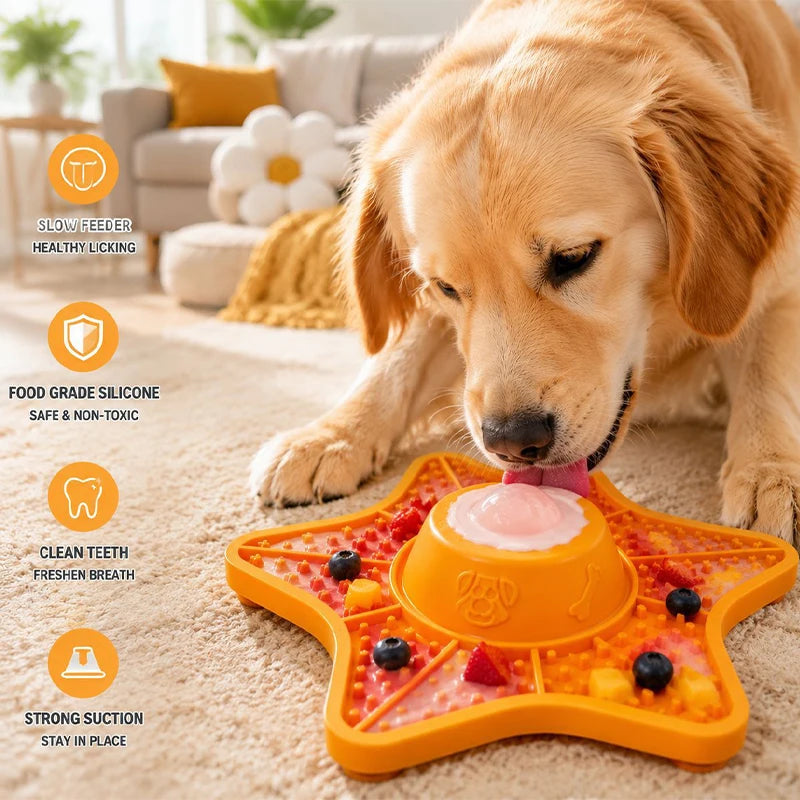 2-in-1 Star Shaped Silicone Slow Feeder & Lick Mat for Dogs & Cats