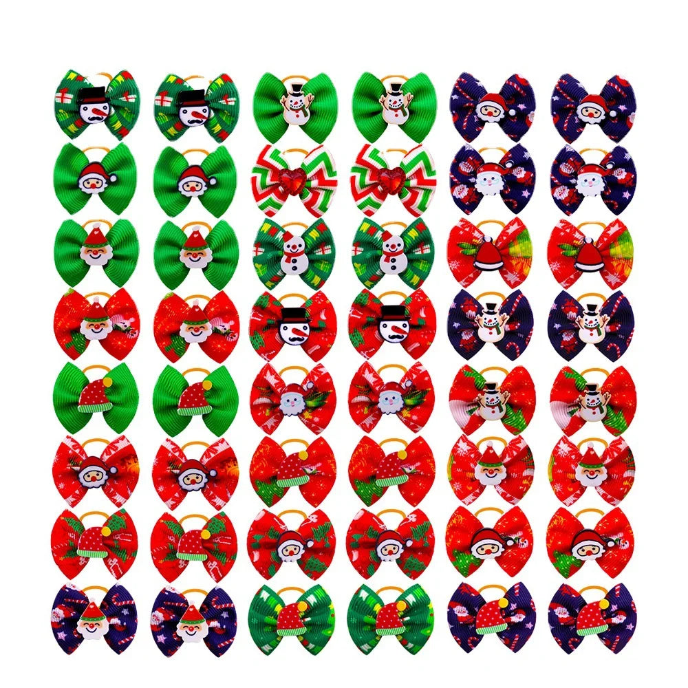 Dog Bow Ties - Festive Pet Hair Accessories for Small Dogs and Cats (20 Pack)