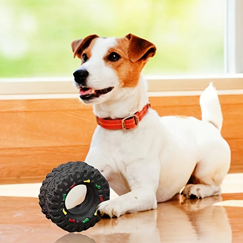 Interactive Chew Wheel Dog Toy – Durable Squeaky Teething Toy for Small & Medium Dogs
