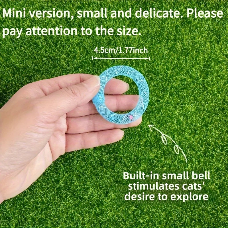 Donut-Shaped Spring Toy with Bell for Cats
