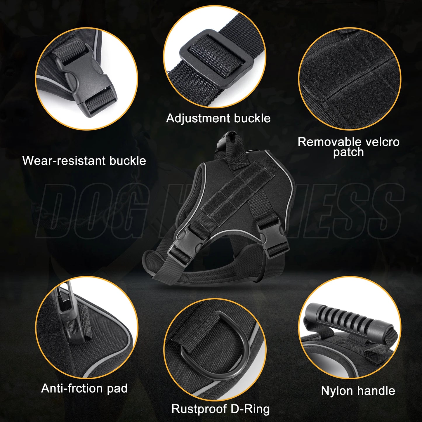 Tactical Dog Training Vest Harness – No-Escape Design