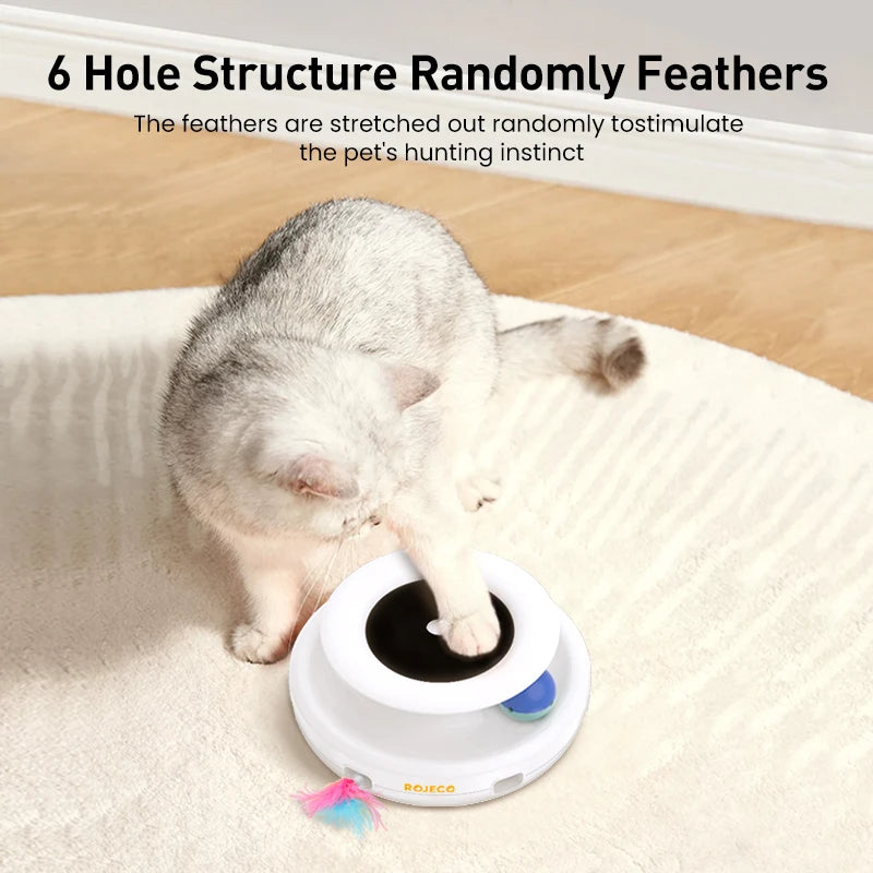 2-in-1 Rechargeable Rolling Ball & Feather Duster Cat Toy