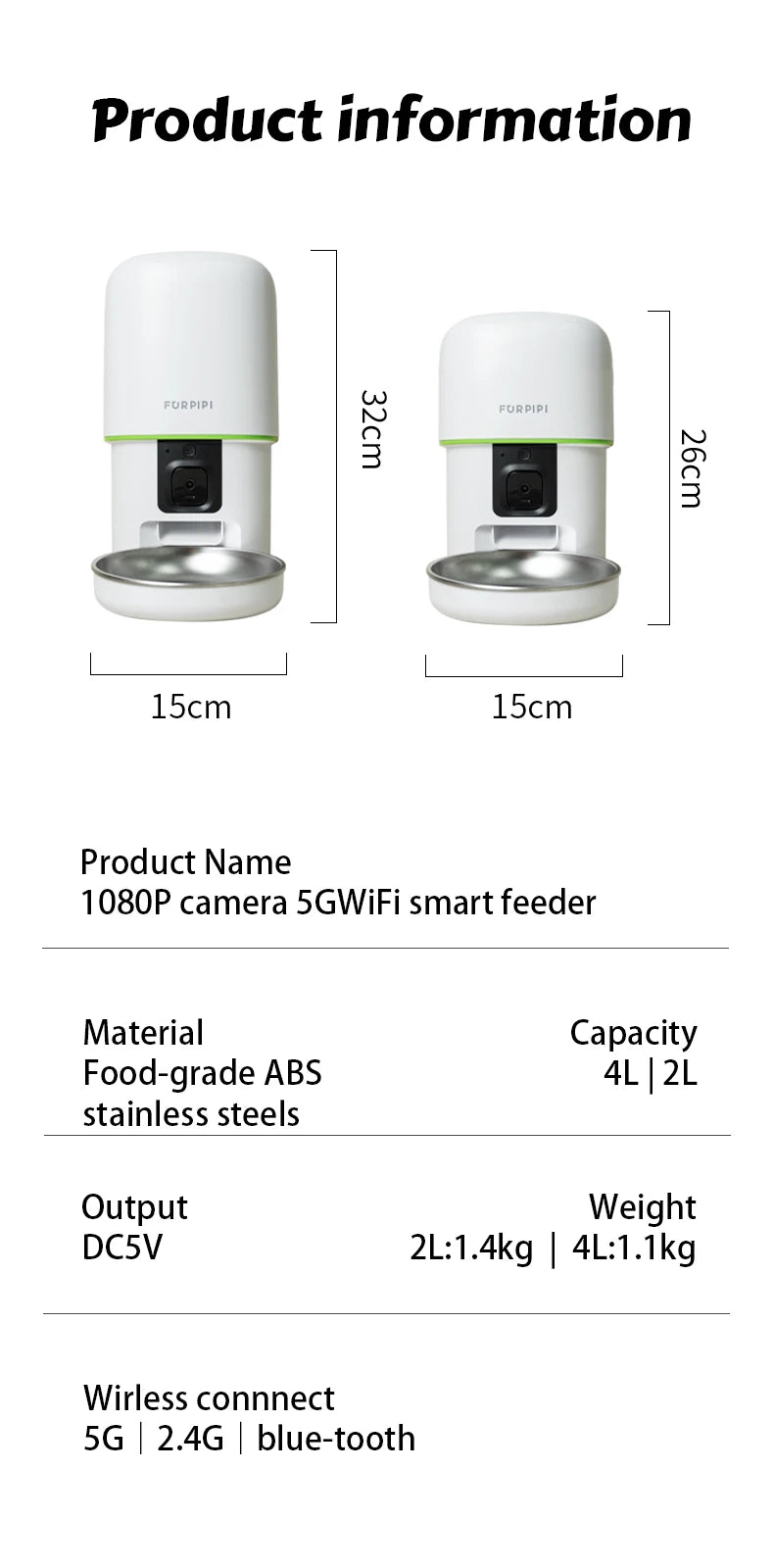 Smart Camera Pet Feeder with 1080P HD & 5G WiFi