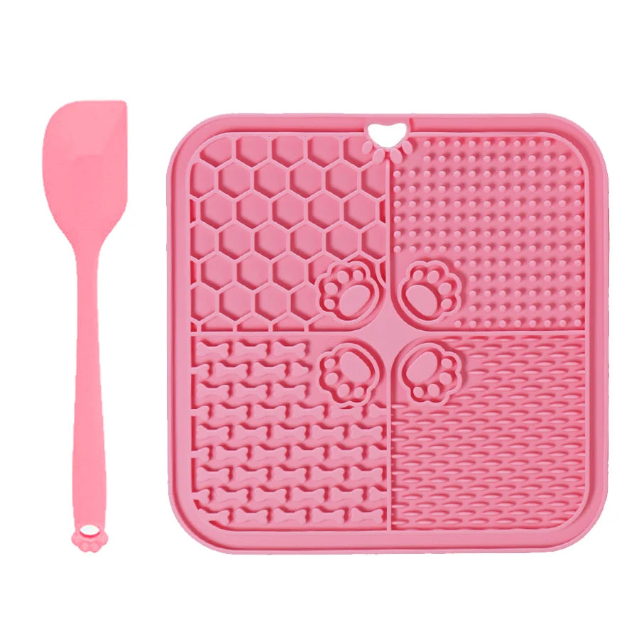Silicone Slow Feeding Lick Mat with Spatula
