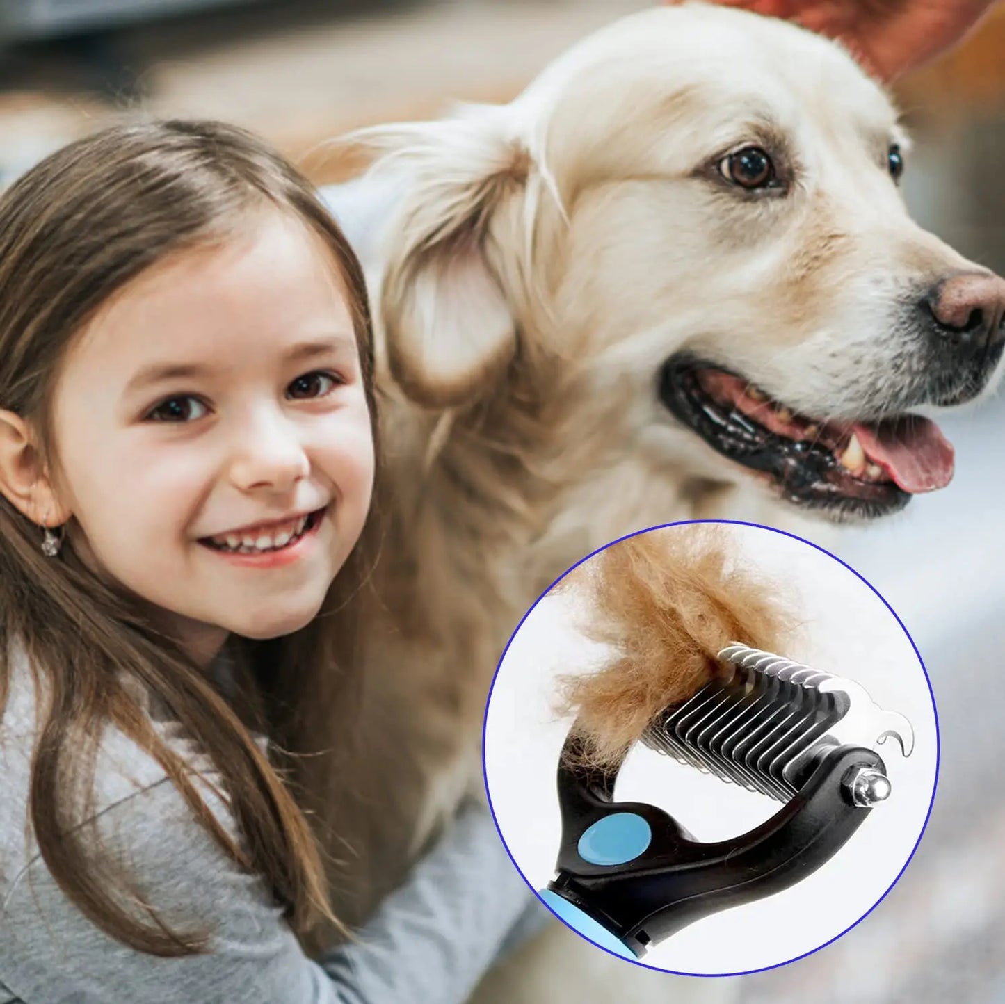 Pet Deshedding Brush - Professional Dog & Cat Hair Remover Grooming Comb