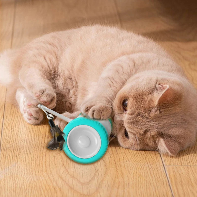 Jouet interactif intelligent pour chat - Voiture à équilibrage automatique avec plumeau pour jeu d'intérieur