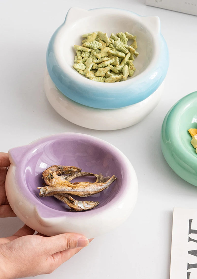 Cat Ear Ceramic Pet Bowl – Anti-Tip Food & Water Dish