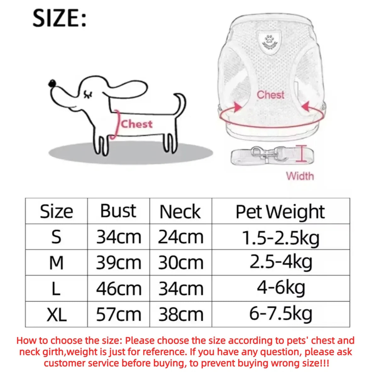 Harnais anti-évasion pour chat et chien avec laisse - Gilet en maille réglable pour la promenade