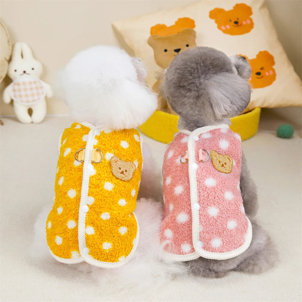 Fleece Dot Print Jacket Vest for Small Dogs & Cats
