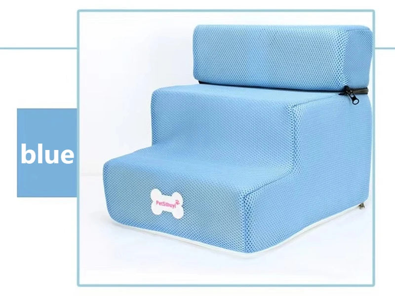 Anti-Slip Pet Stairs with Removable Washable Cover – 2 or 3 Step Ramp for Dogs & Cats