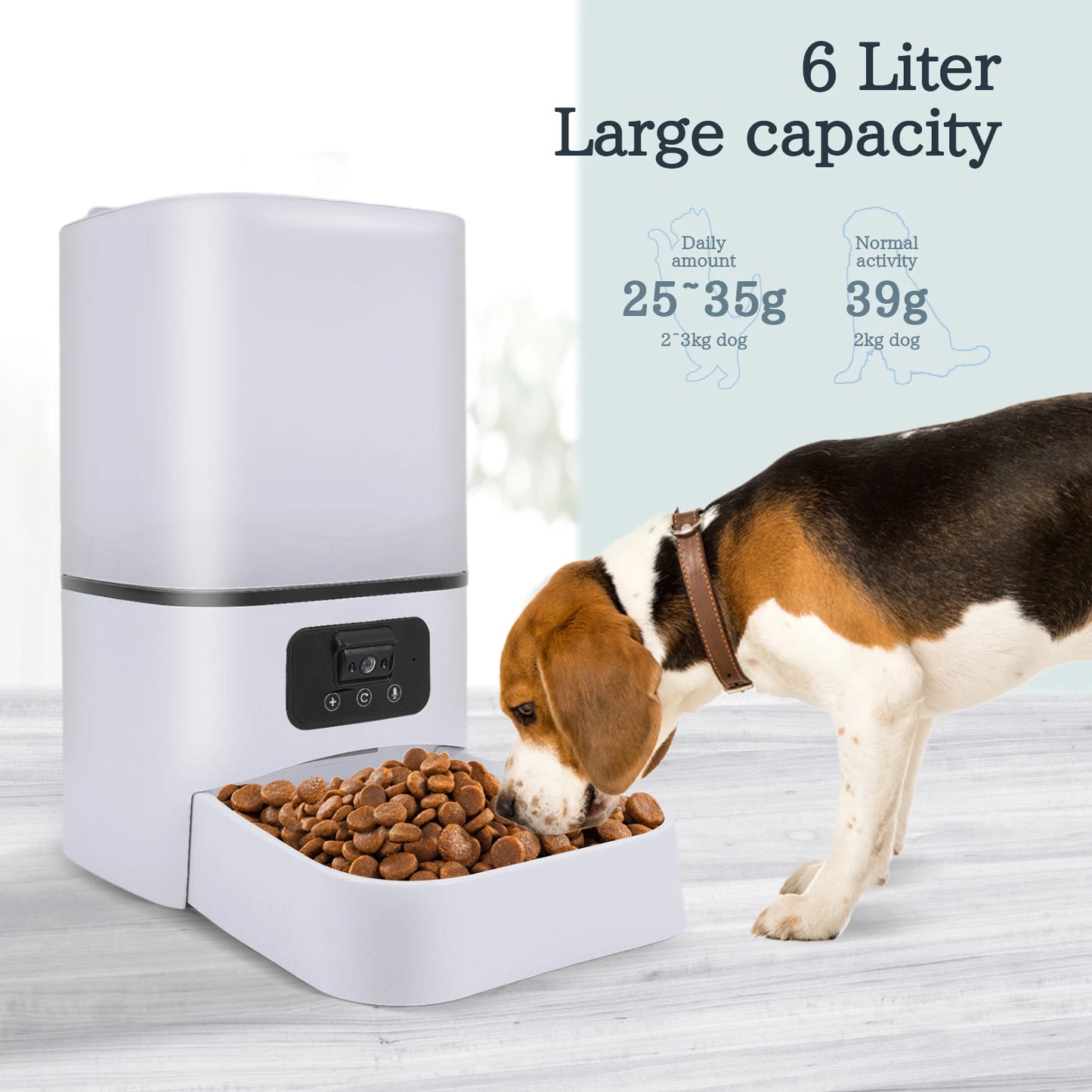 6L Automatic Pet Feeder with Night Vision Camera — Smart Voice Recording Food Dispenser for Cats & Dogs
