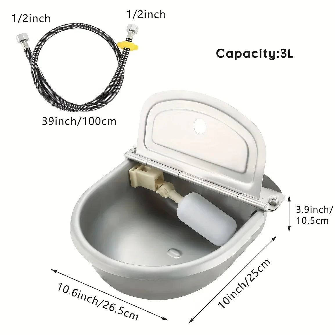Automatic Gravity-Fed Outdoor Water Dispenser Bowl for Dogs & Cats